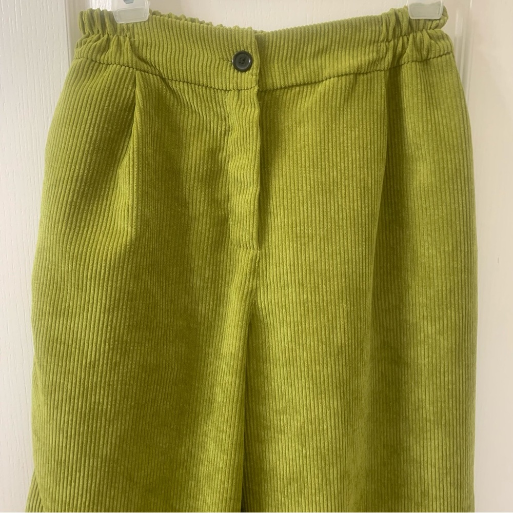 Vintage High -Waisted Baggy Pleated Corduroy Wide Leg Trouser Pants